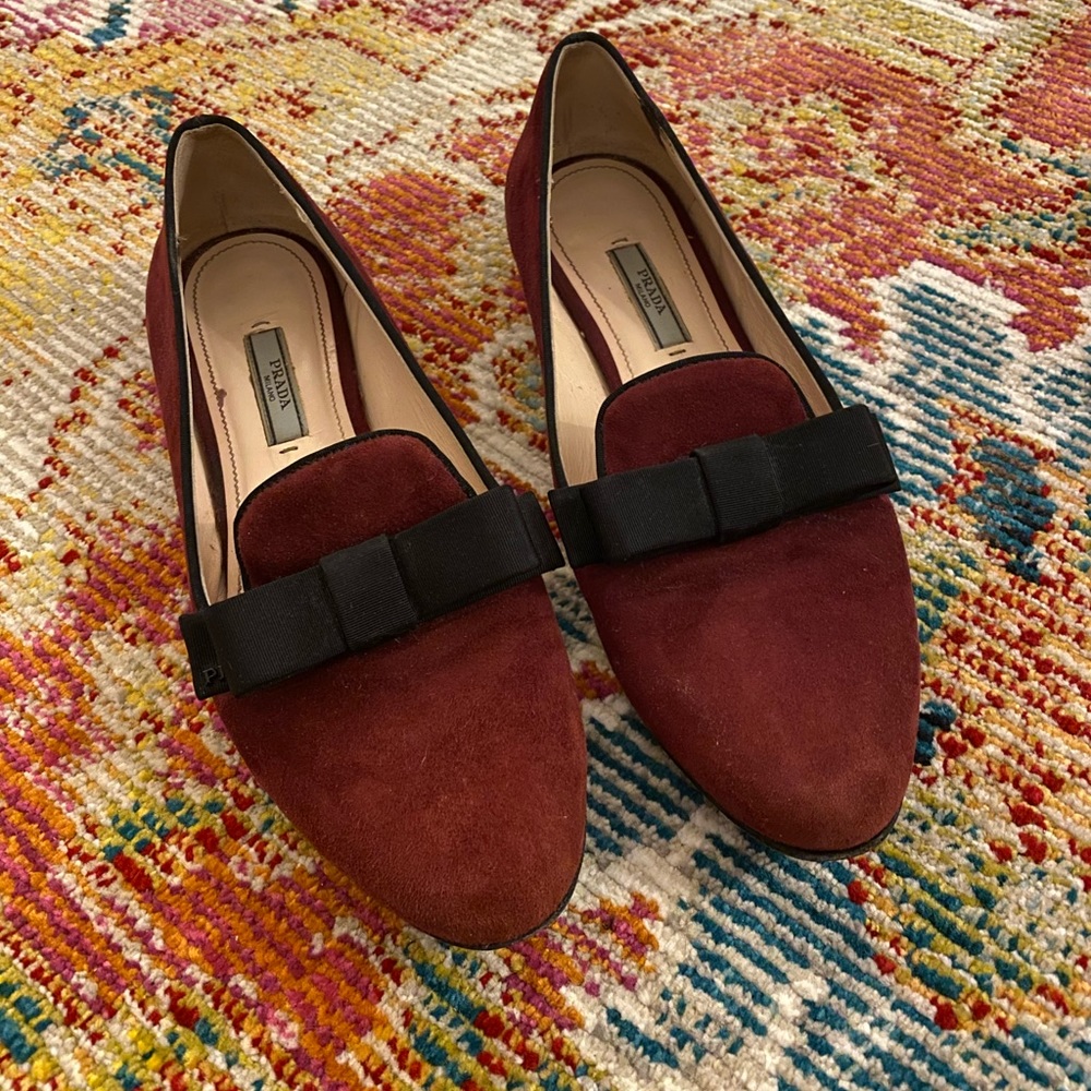 Prada Suede Ribbon Bow Loafer